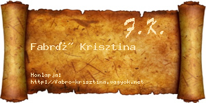 Fabró Krisztina névjegykártya